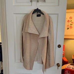 Cozy Beige Open Front Wool Cardigan/Jacket